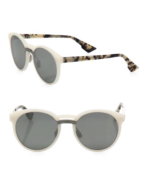 Dior Onde1 99mm Round Sunglasses In White 